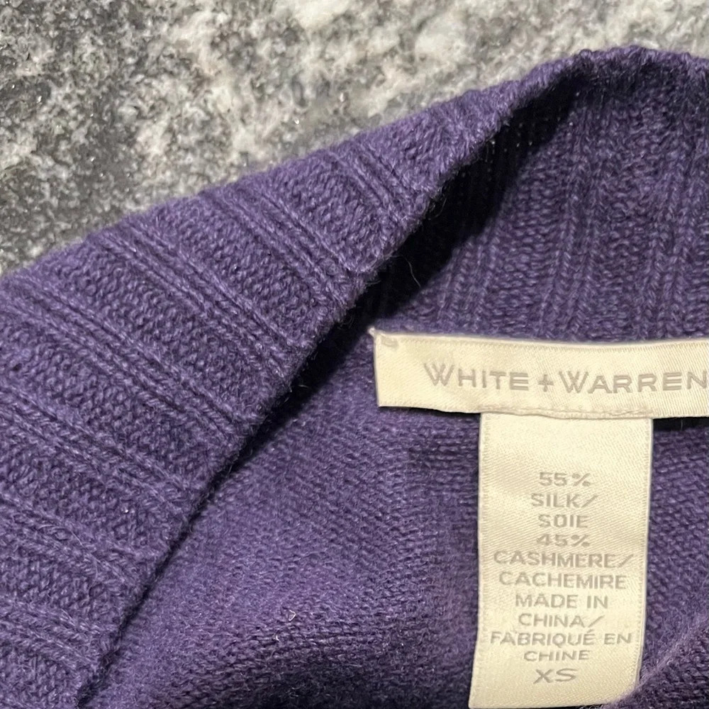 Vintage purple silk and cashmere oversized Xs sweater by white + Warren luxury - Picture 2 of 2